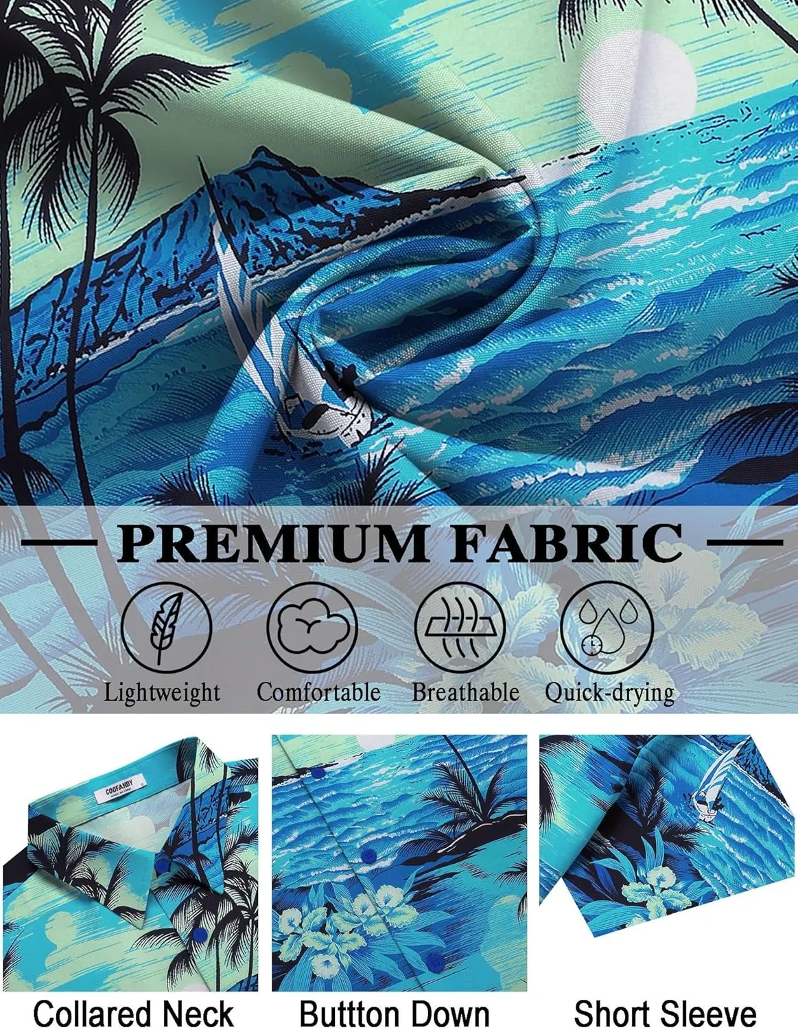 COOFANDY Mens Hawaiian Shirt Short Sleeve Button Down Shirts Tropical Floral Summer Beach Shirts