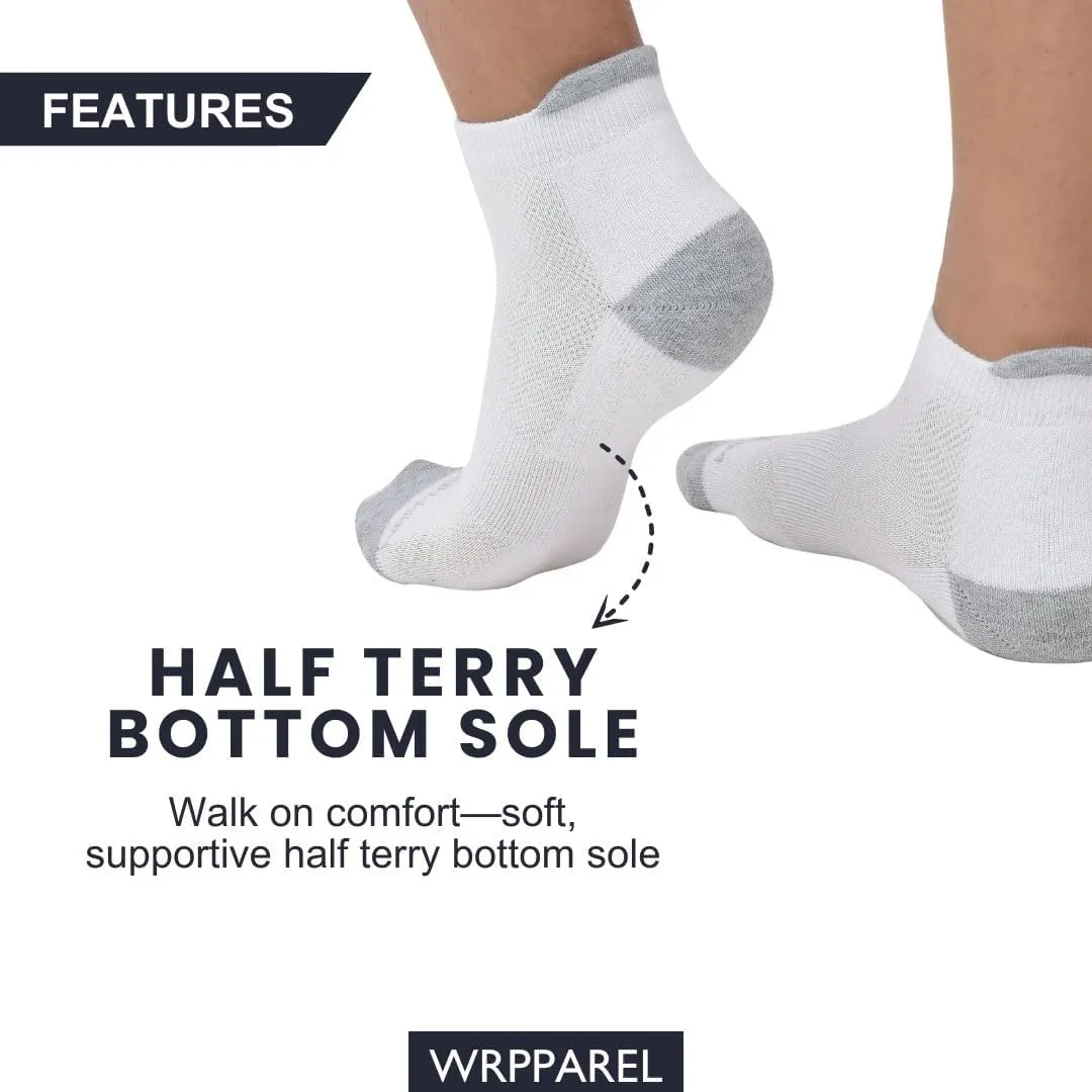 Cotton Mens Athletic Ankle Length Socks Thick Cushion Heel Arch Support Running Gym Yoga Workout (3 & 6 Pairs)