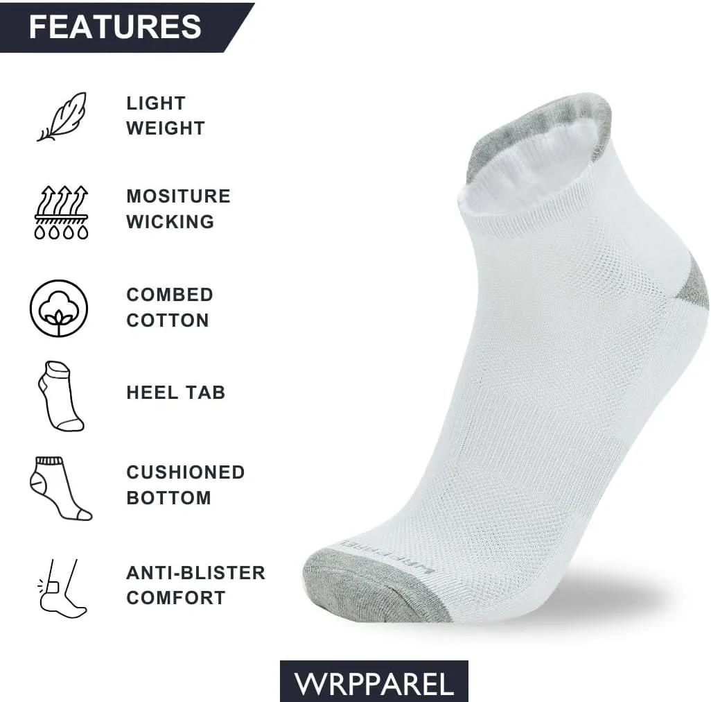 Cotton Mens Athletic Ankle Length Socks Thick Cushion Heel Arch Support Running Gym Yoga Workout (3 & 6 Pairs)