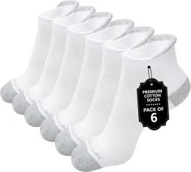 Cotton Mens Athletic Ankle Length Socks Thick Cushion Heel Arch Support Running Gym Yoga Workout (3 & 6 Pairs)