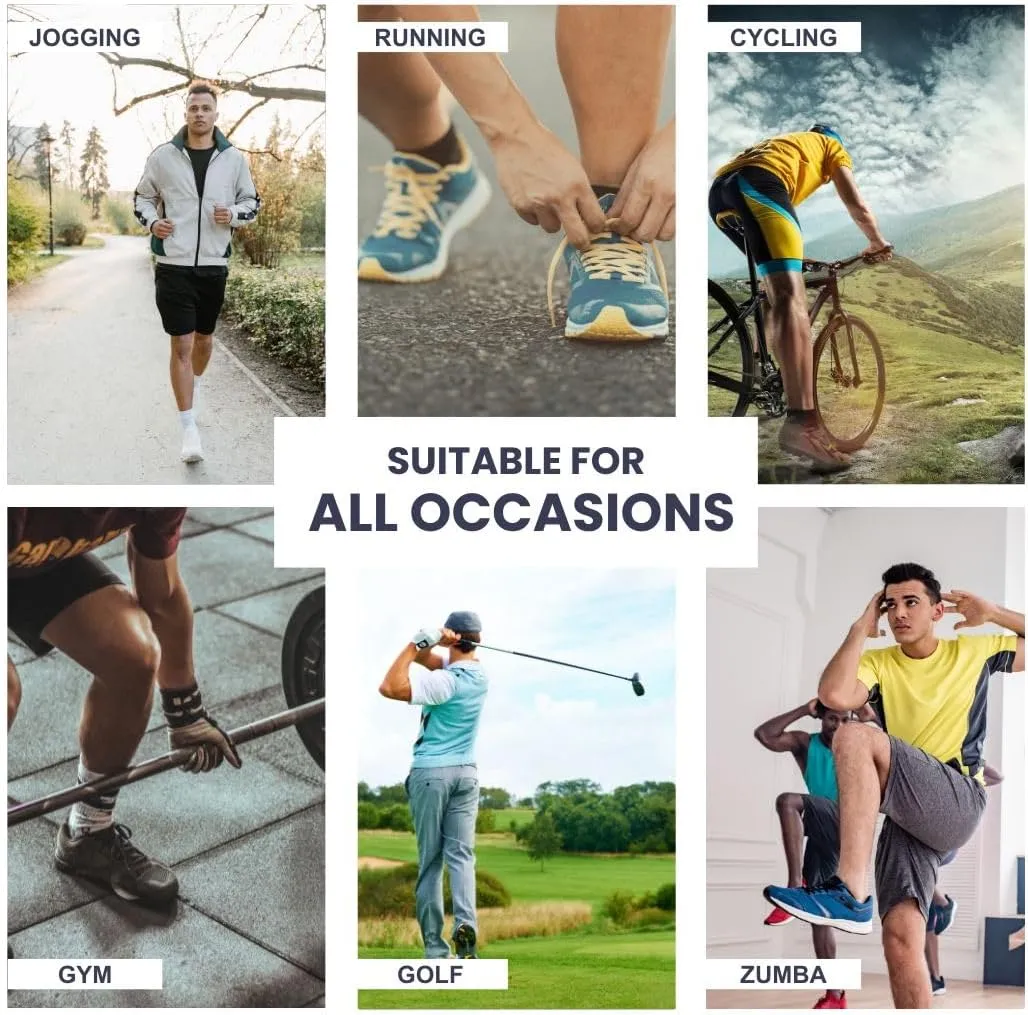 Cotton Mens Athletic Ankle Length Socks Thick Cushion Heel Arch Support Running Gym Yoga Workout (3 & 6 Pairs)