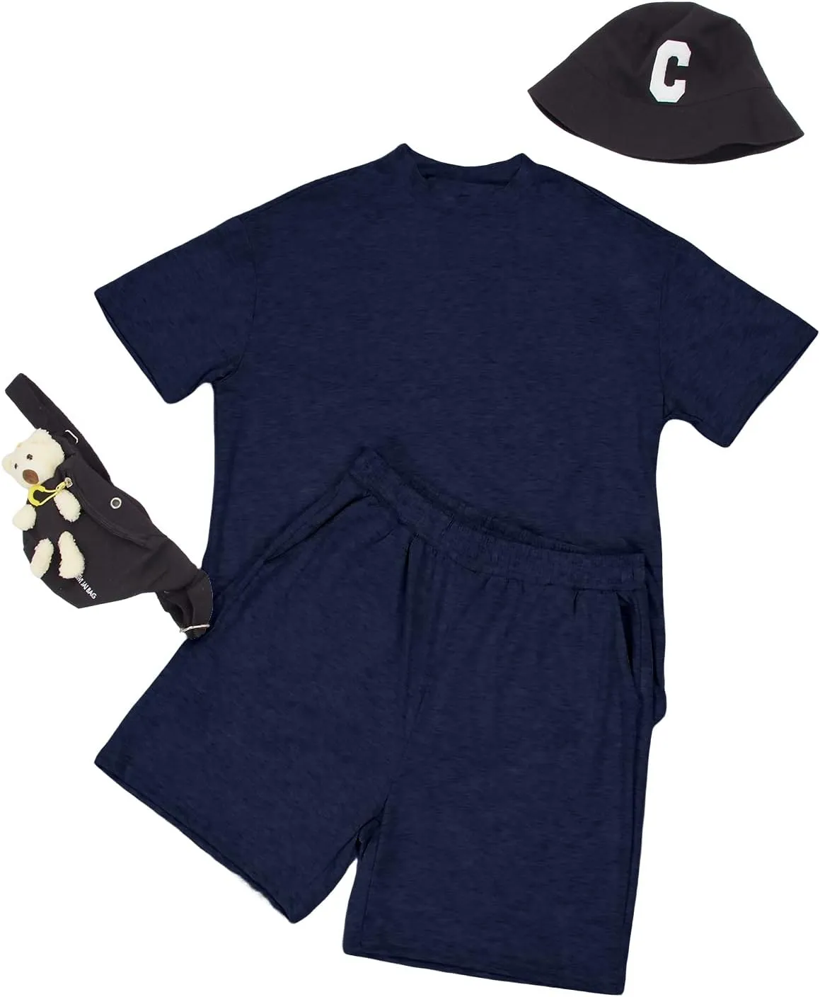 Lexiart Mens 2 Piece Outfits Casual Tracksuit Shorts Summer Sweatsuit Oversize Short Sleeve Sport Set