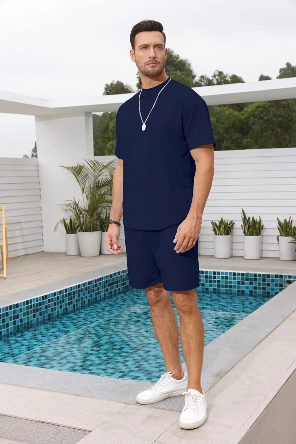 Lexiart Mens 2 Piece Outfits Casual Tracksuit Shorts Summer Sweatsuit Oversize Short Sleeve Sport Set