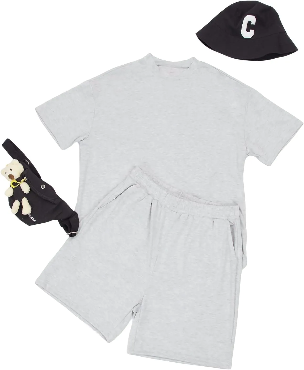 Lexiart Mens 2 Piece Outfits Casual Tracksuit Shorts Summer Sweatsuit Oversize Short Sleeve Sport Set