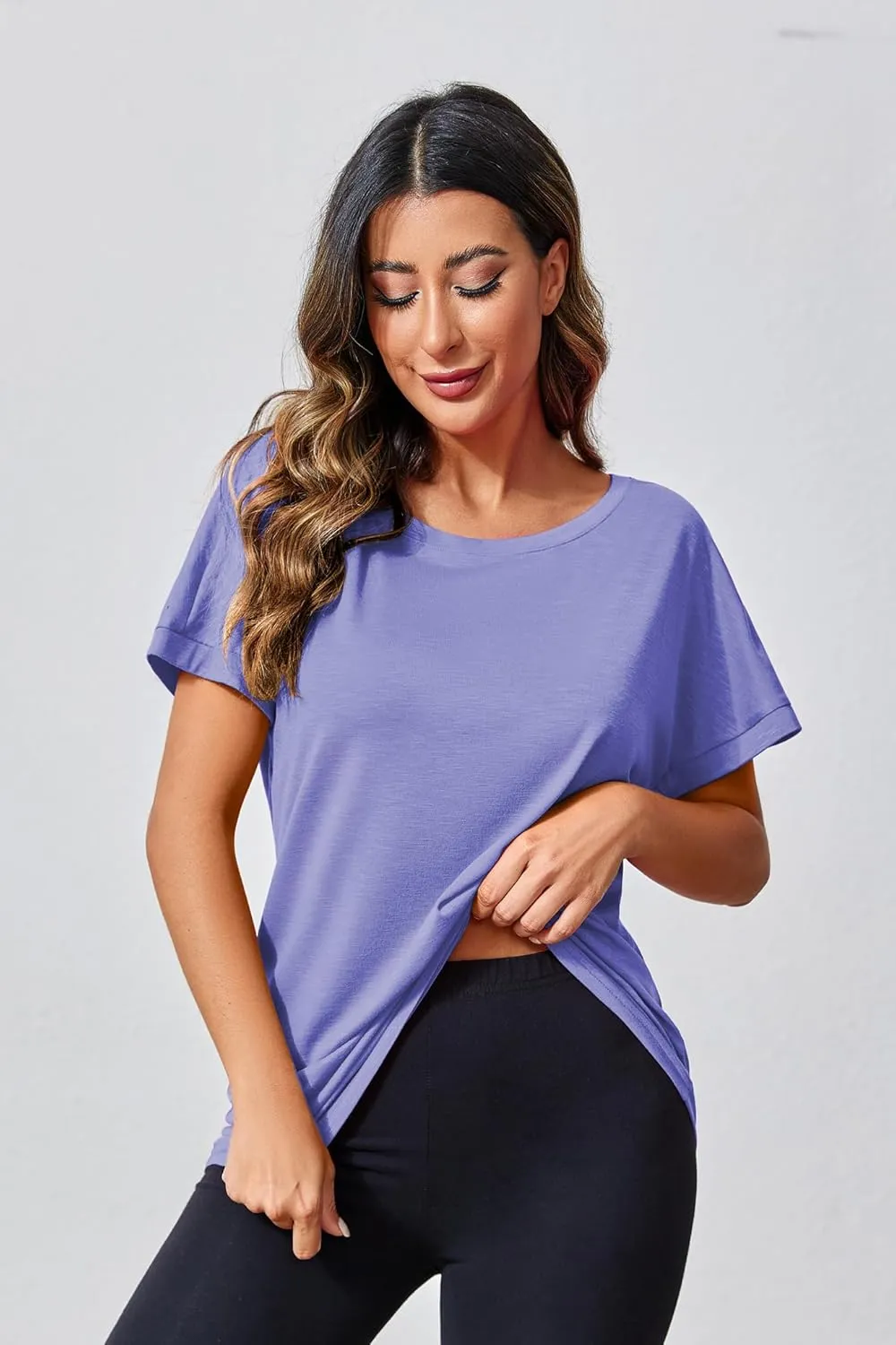 MIRACMODA Women Open Back Athlete Loose Fitting Workout Casual Yoga T-Shirt Summer Gym Tee