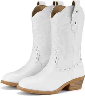 Rollda Kids Cowboy Boots Western Round Toe Cowgirl Boots for Boys Girls Toddler/Little Kid/Big Kid