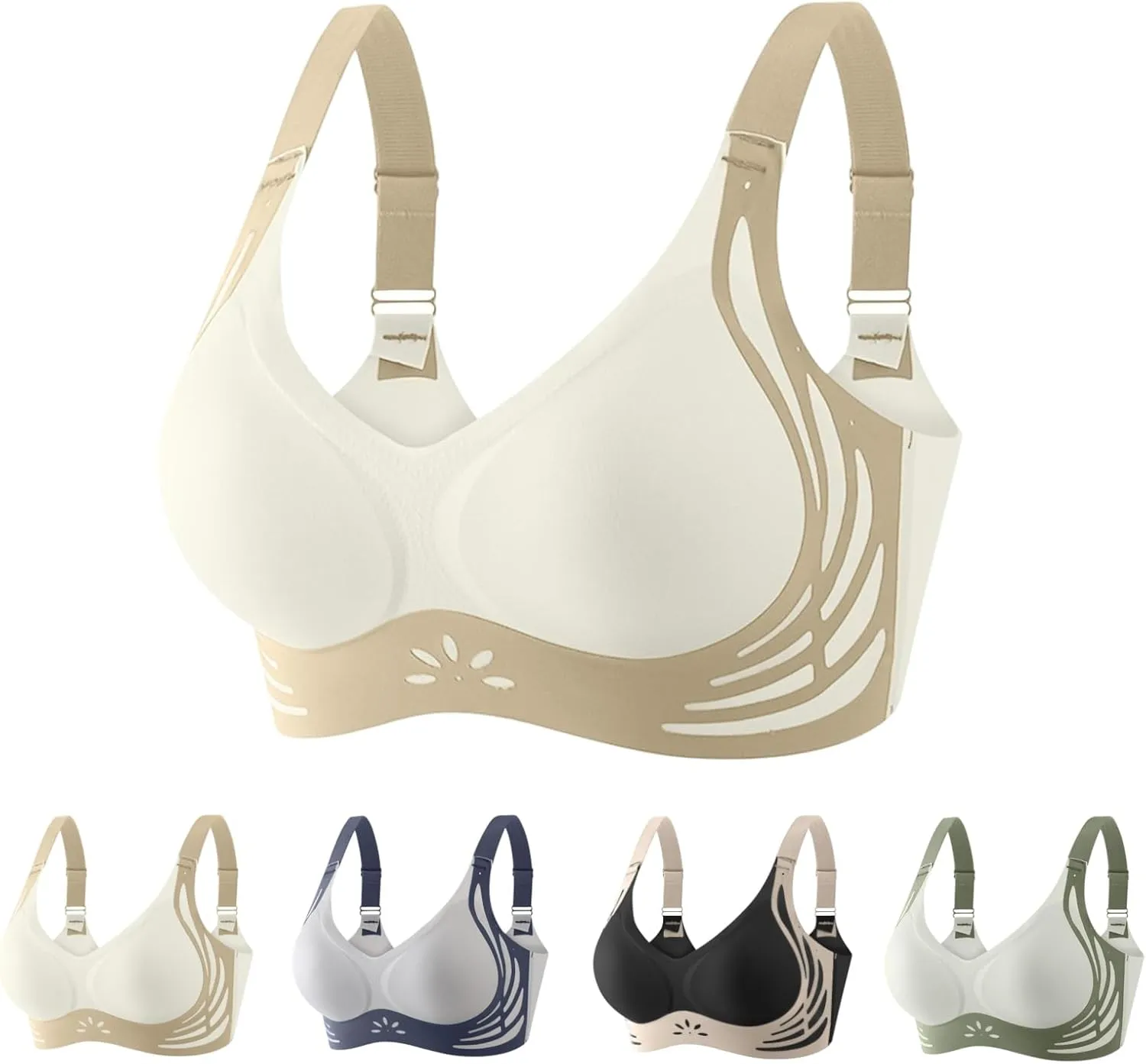 Seamless Bras for Women No Underwire Push up Minimizer Bras Adjustable Full Coverage Comfort Underwear for Everyday