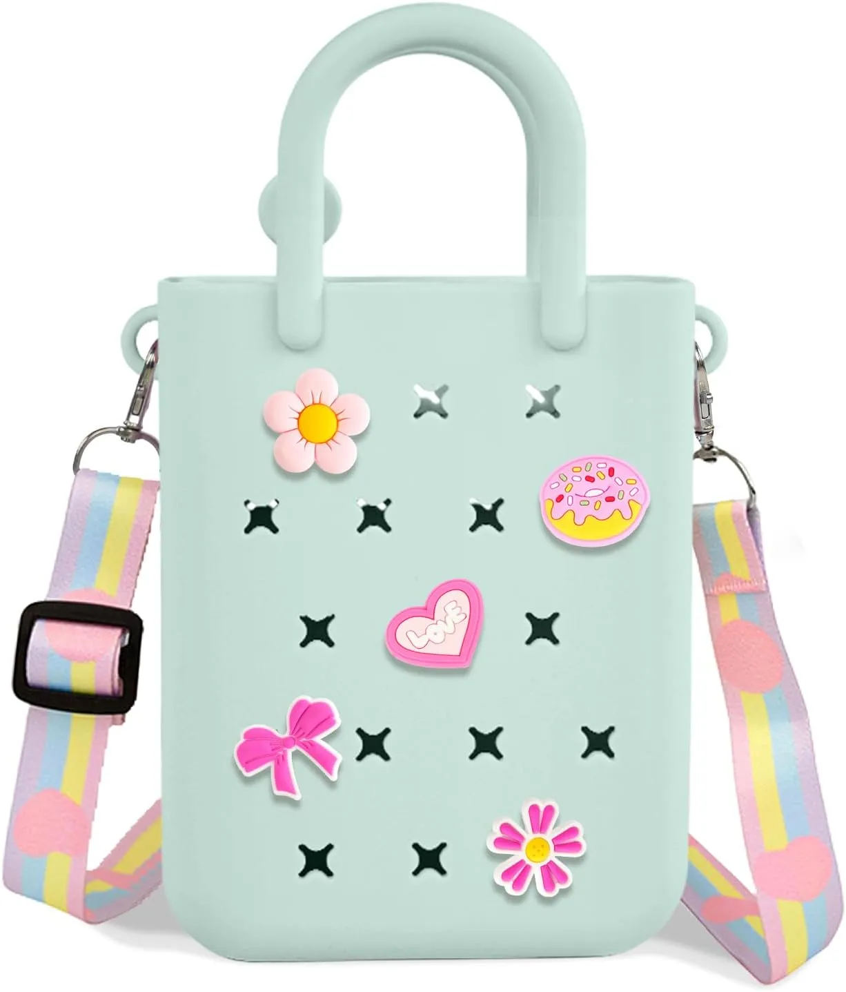 Silicone Hole Handbag Toddler Purse With Adjustable Shoulder Strap Can Be Diy Decoration, Girls Birthday Gift