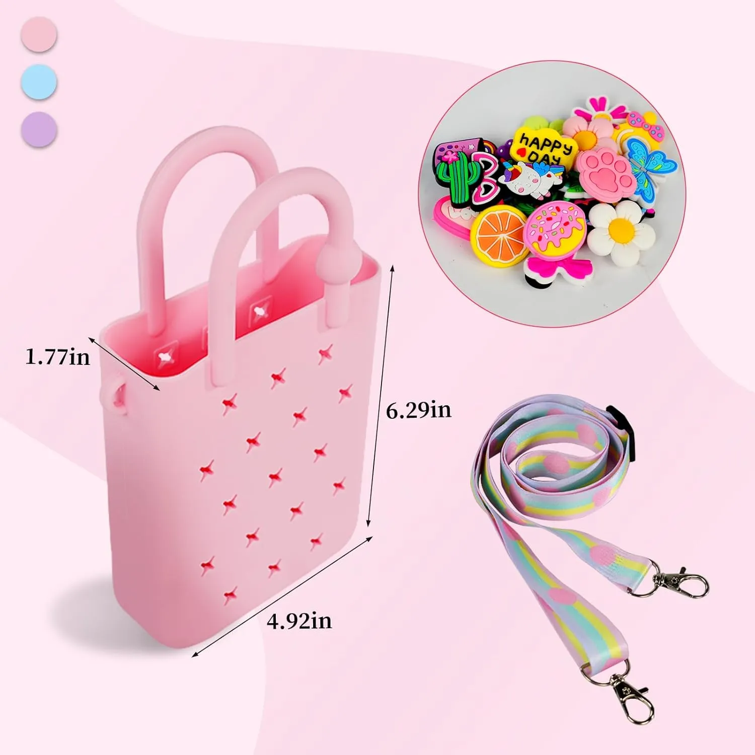 Silicone Hole Handbag Toddler Purse With Adjustable Shoulder Strap Can Be Diy Decoration, Girls Birthday Gift