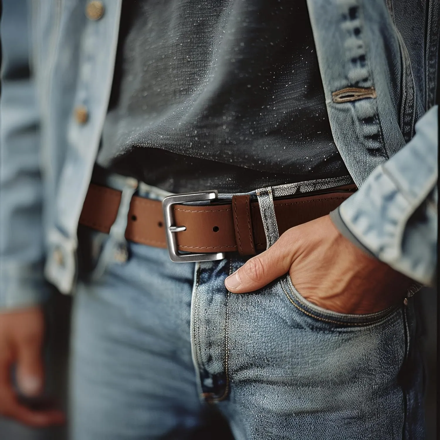 Wrangler Men??s Leather Belt, Country Casual Every Day Belt for Jeans