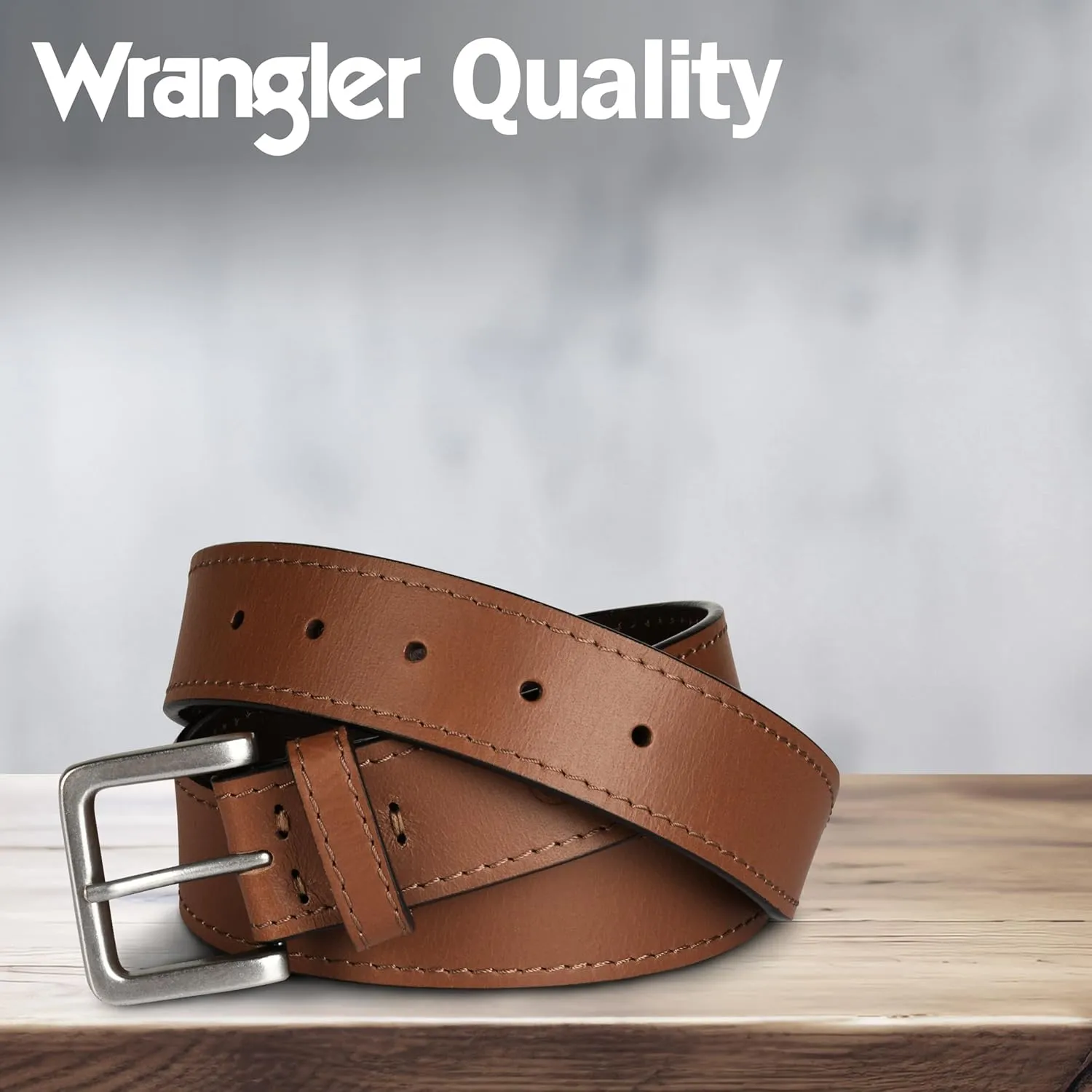 Wrangler Men??s Leather Belt, Country Casual Every Day Belt for Jeans