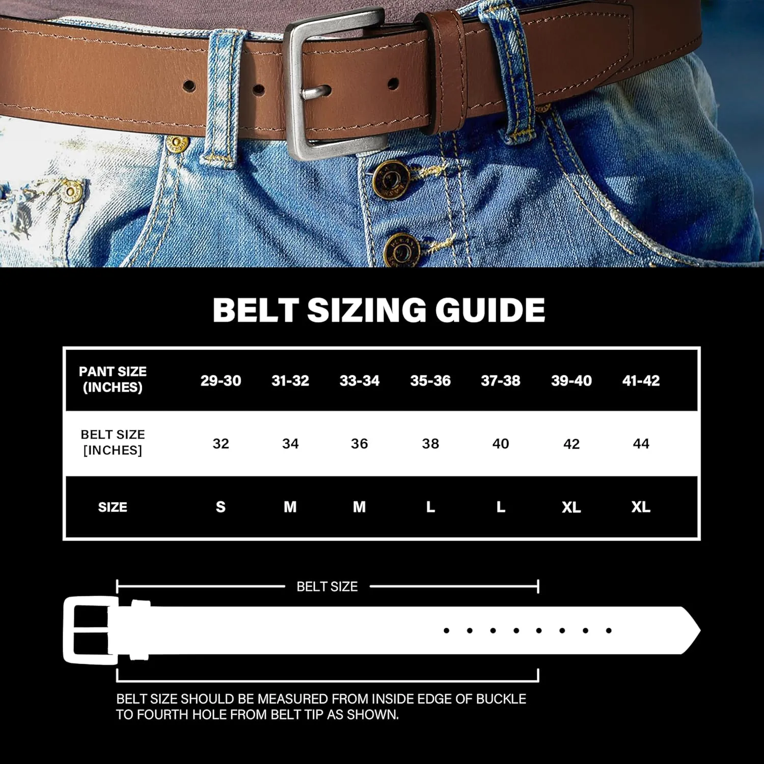 Wrangler Men??s Leather Belt, Country Casual Every Day Belt for Jeans