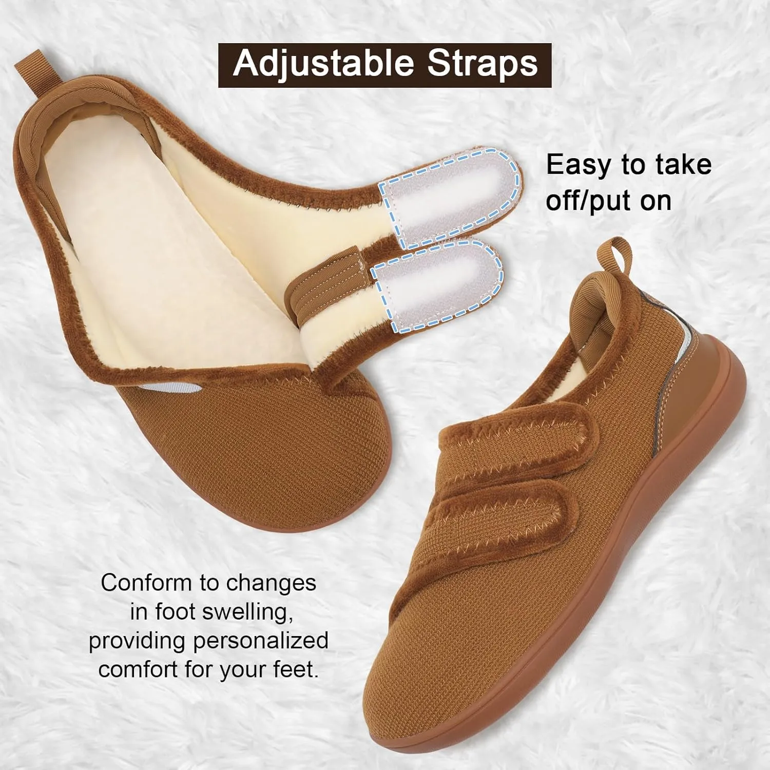 XIHALOOK Slippers for Women Diabetic Shoes Wide House Shoes Adjustable for Edema Plantar Fasciitis