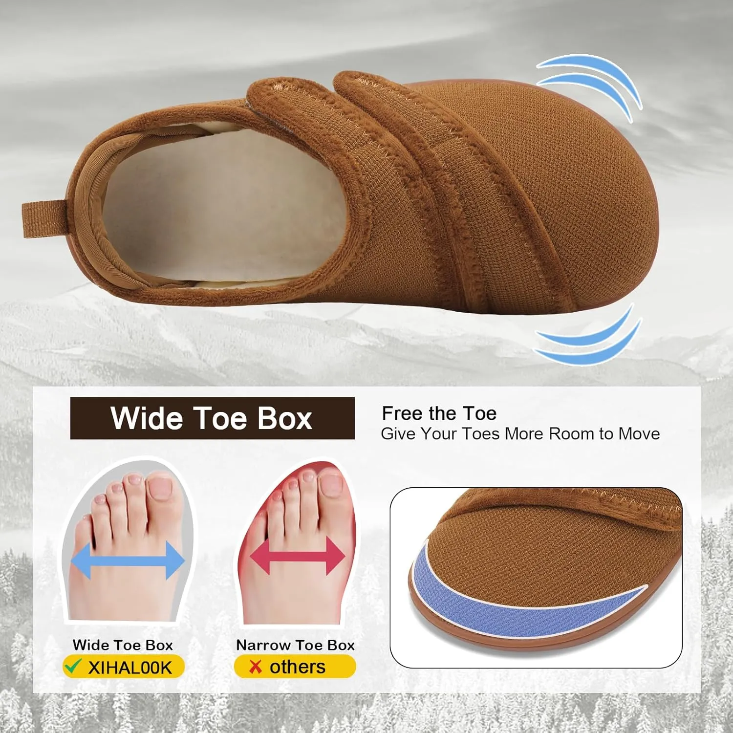 XIHALOOK Slippers for Women Diabetic Shoes Wide House Shoes Adjustable for Edema Plantar Fasciitis